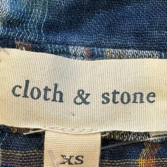 cloth & stone Women's XS Blue Plaid Button-Up Shirt - Picture 2 of 2